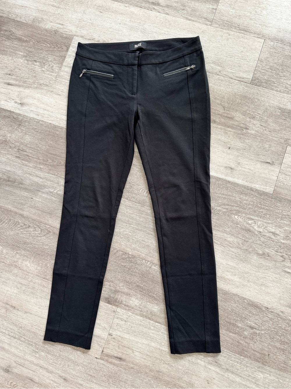 PAIGE Designer Black Ponte Skinny Pants 28